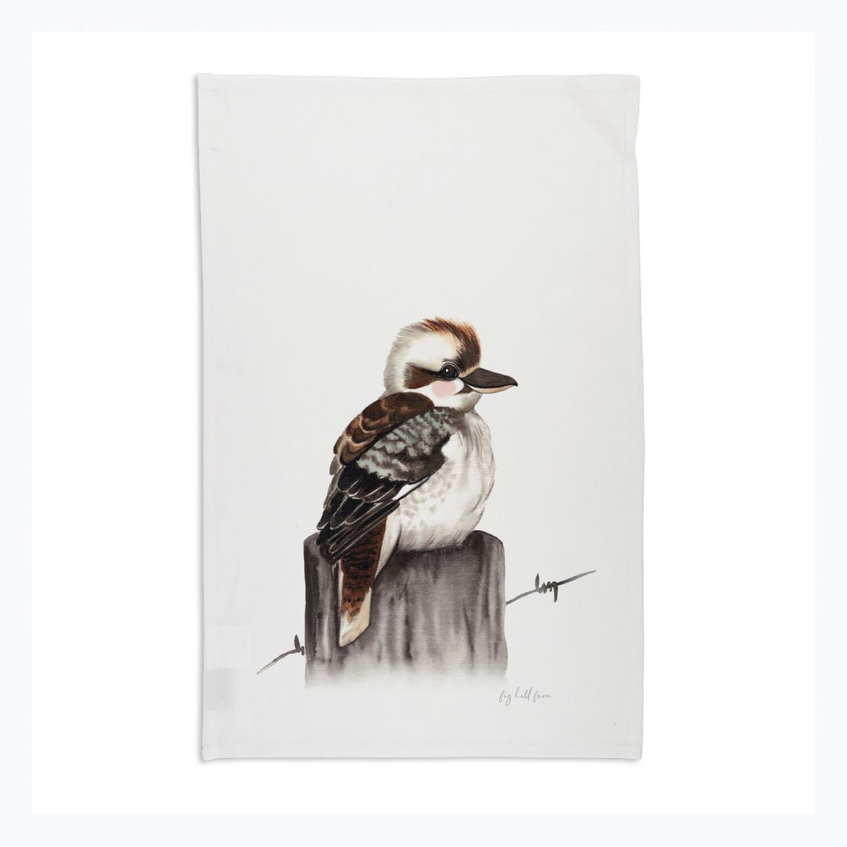 tea towel kookaburra australia on stump fig hill farm