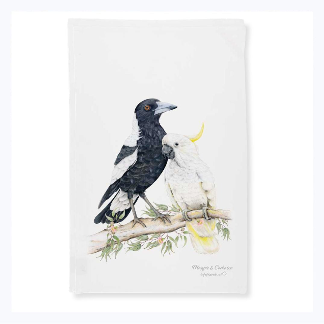 Tea Towel - Magpie and Cockatoo