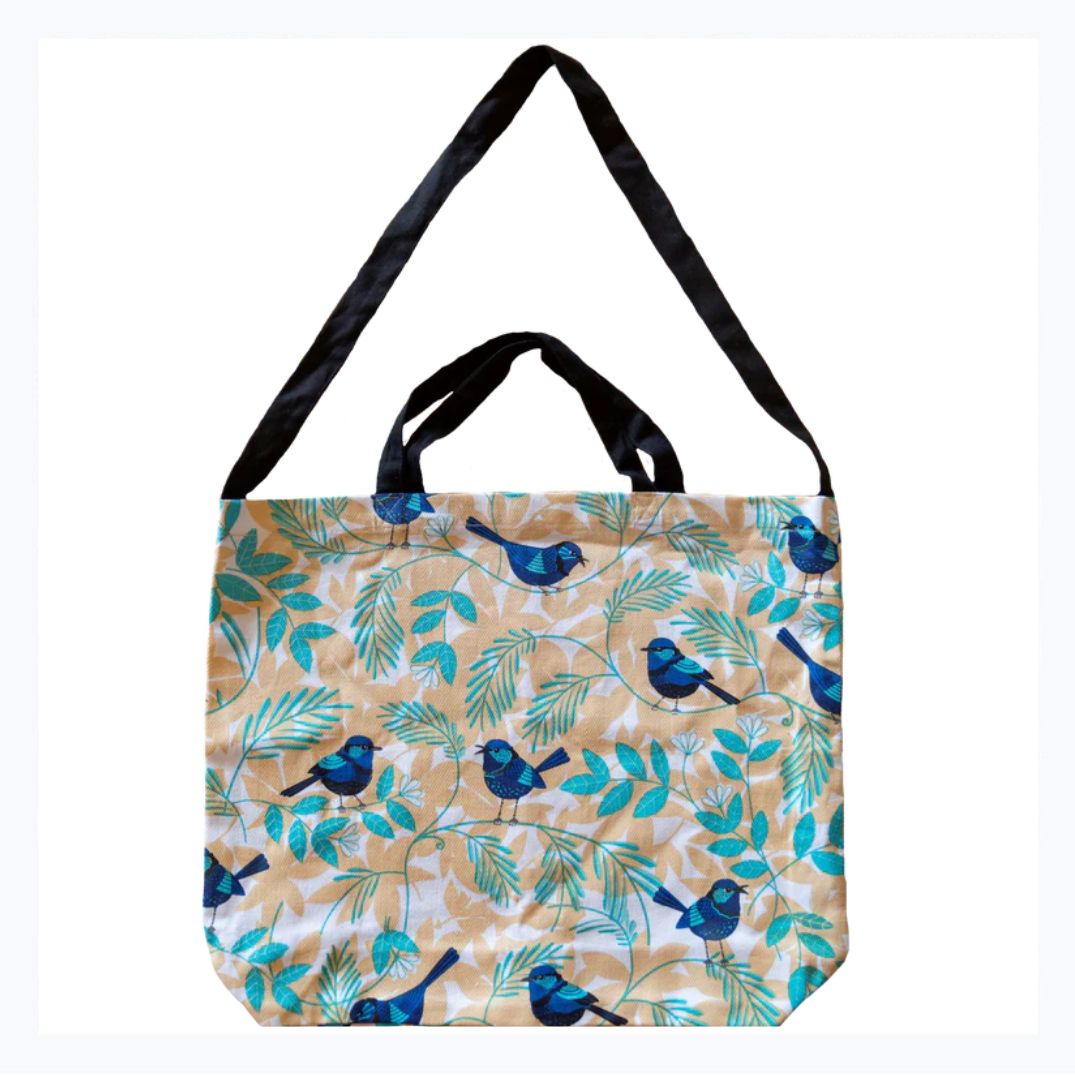 tote bag blue wren