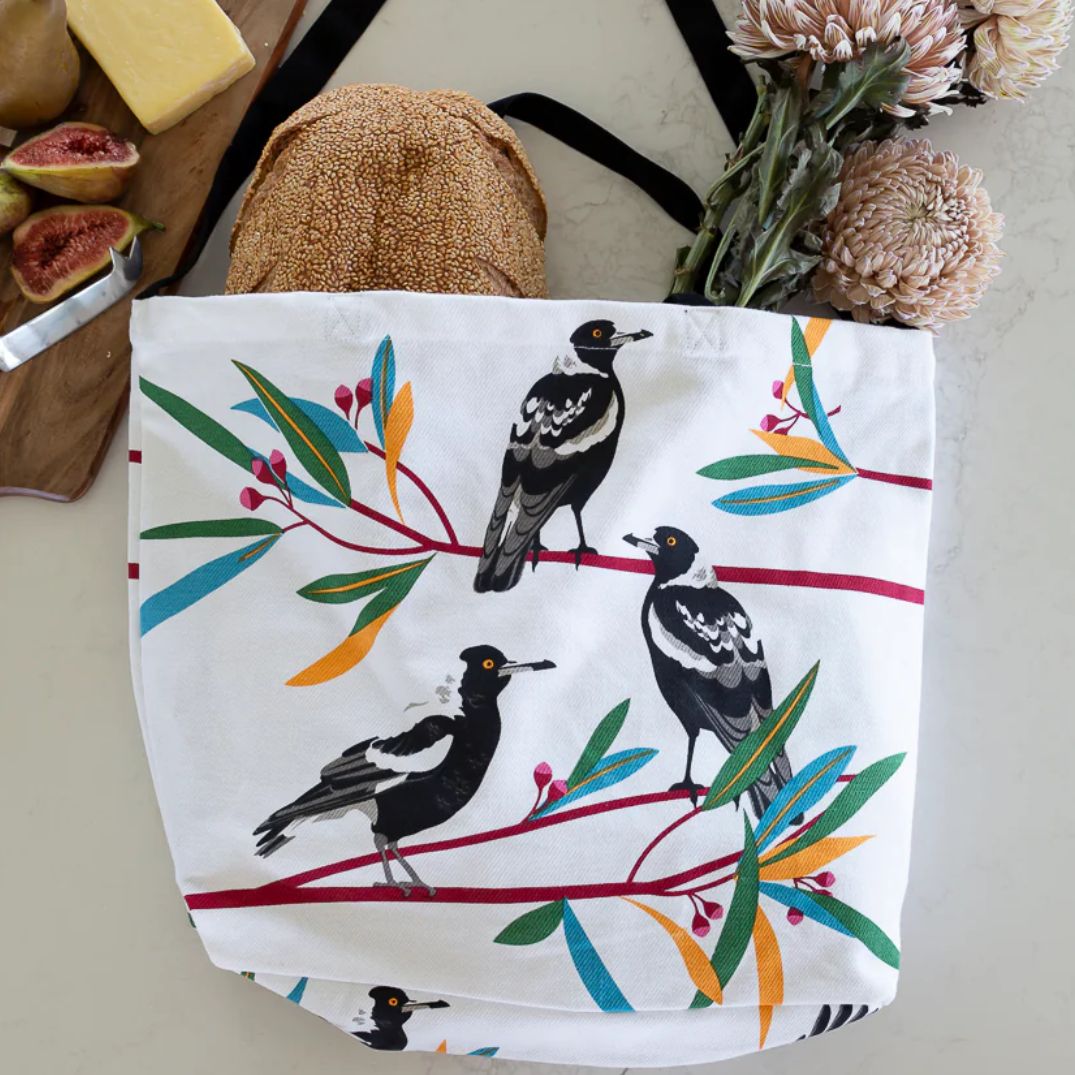tote bag magpies cotton australian gift souvenir