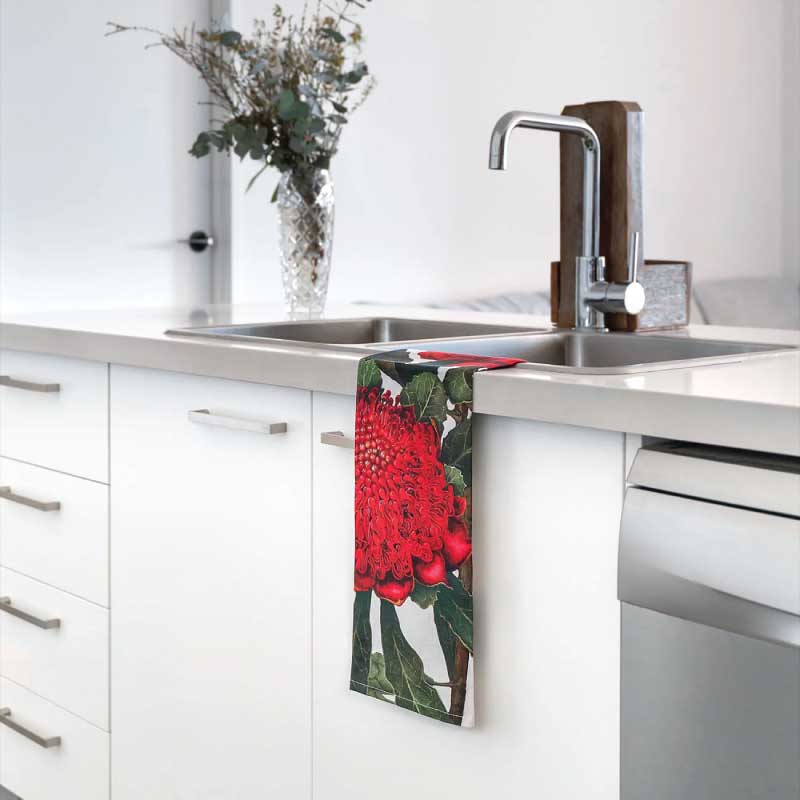 australian-art-tea-towel-waratah