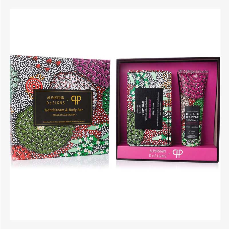 Aboriginal Art Gift Box - Wattle Hand Cream and Body Bar
