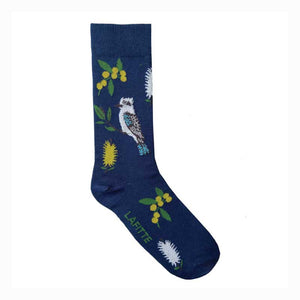 Kookaburra and Wattle Socks - Blue (Womens)