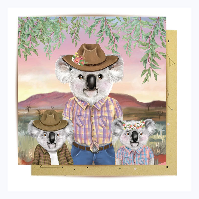 Greeting card cowboy koala mum
