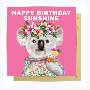 Greeting Card Happy Birthday koala sunshine