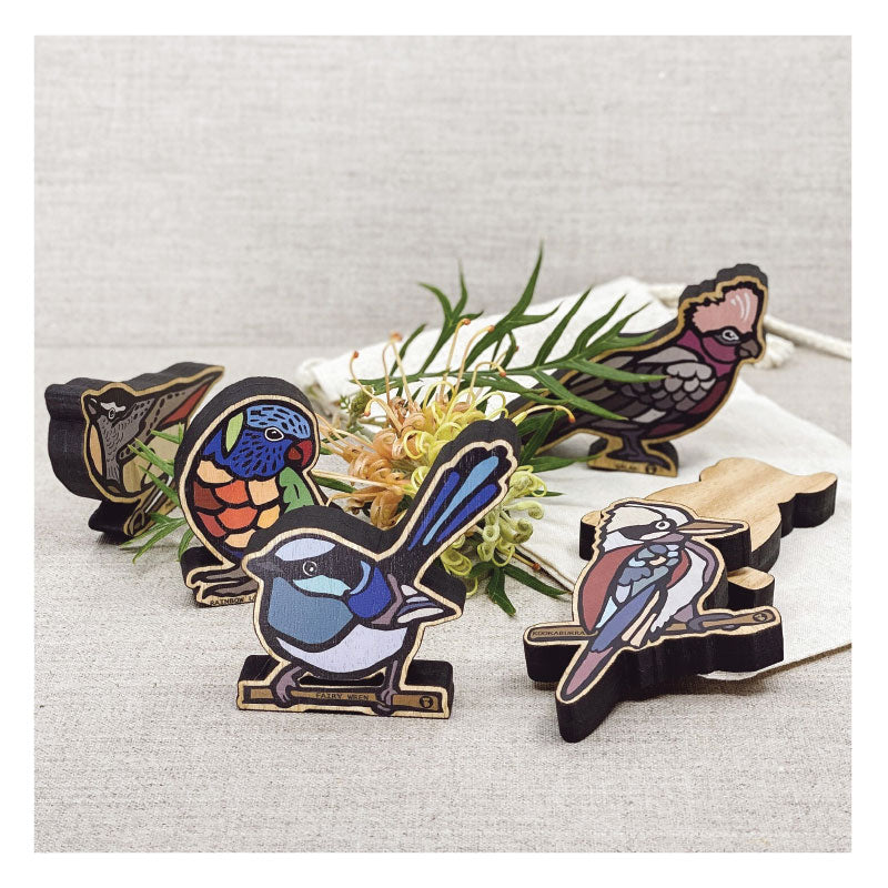 australian bird figurines wooden