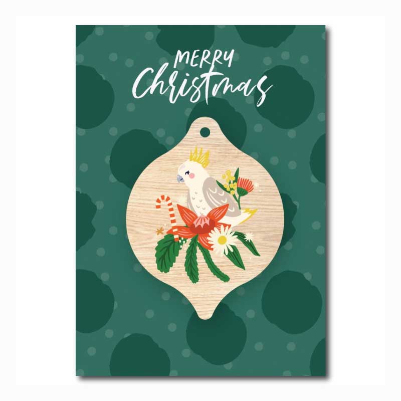 Australian Xmas Card & Decoration - Christmas Cockatoo