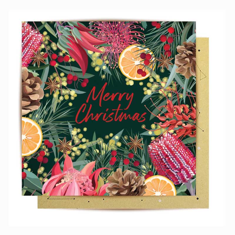 australian xmas card festive floral