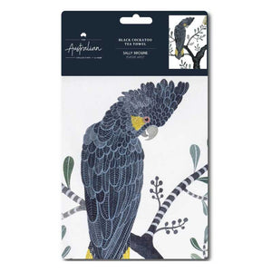 australian tea towel black cockatoo sally browne