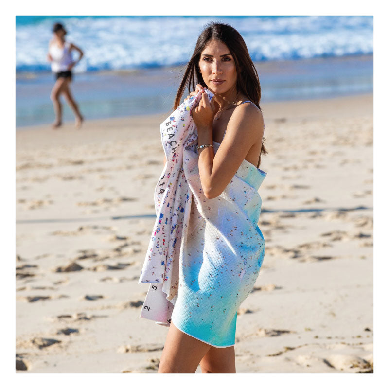 destination label beach towel bondi layers