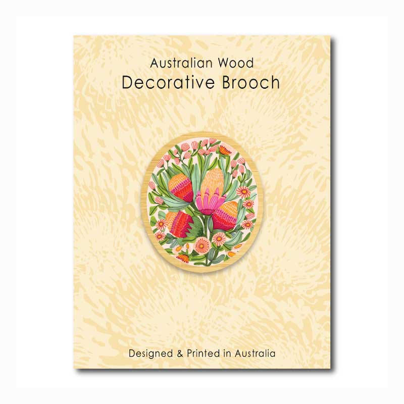 brooch gum blossoms wooden