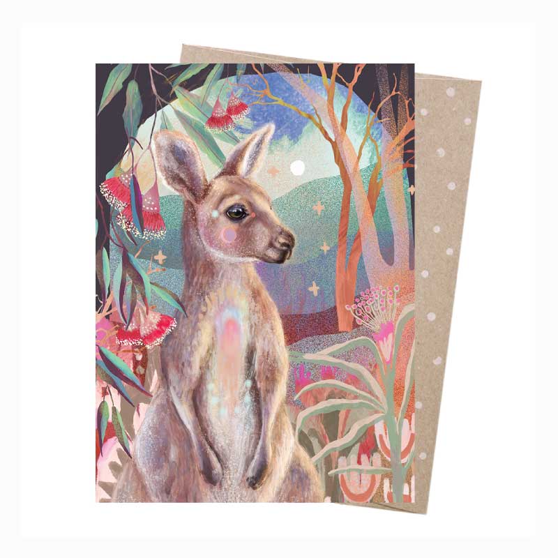 greeting card kangaroo bush magic