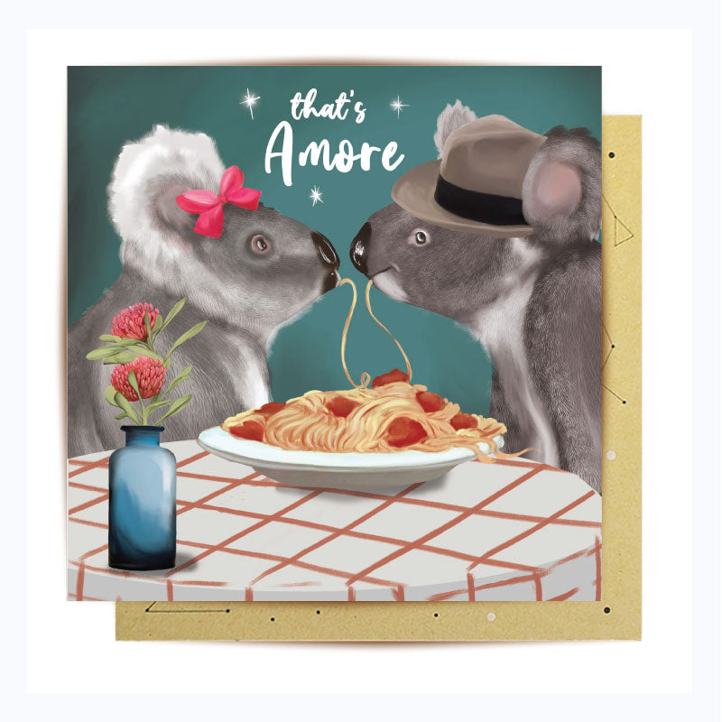 greeting card koala dinner for 2 valentines day