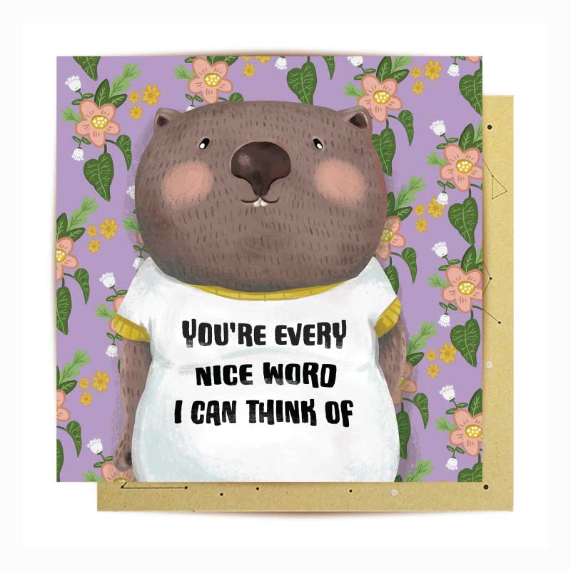 greeting card valentines day wombat every nice word