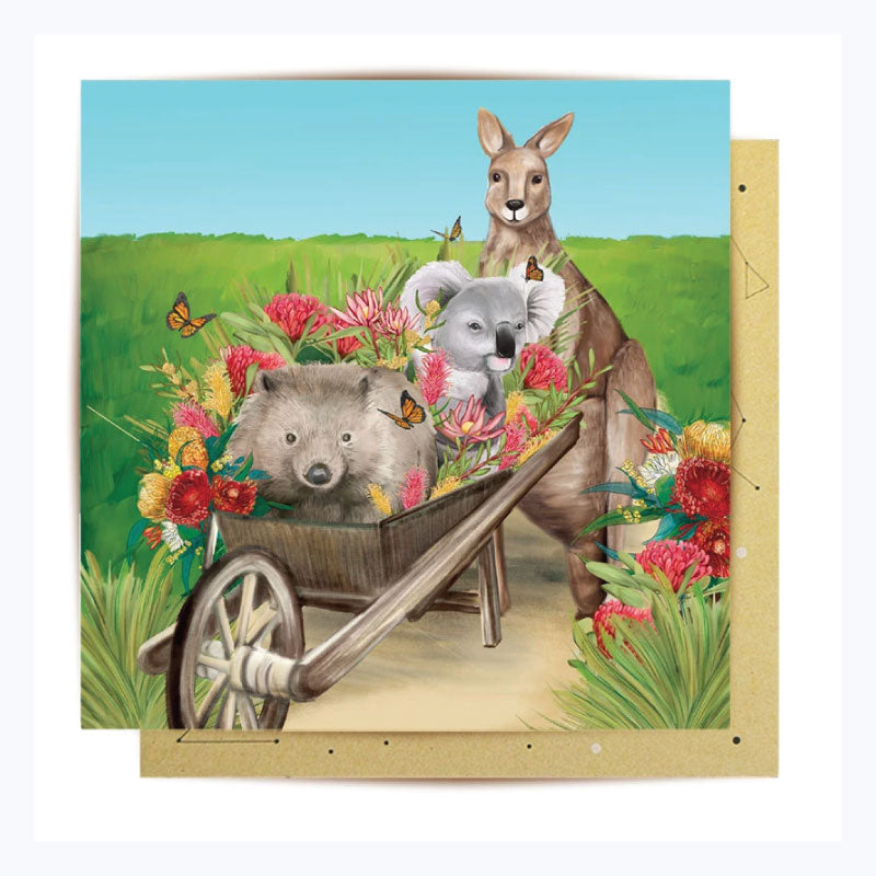 Greeting Card - Wheelbarrow Friends