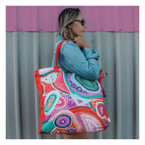 large tote sacred country aboriginal design holly sandees