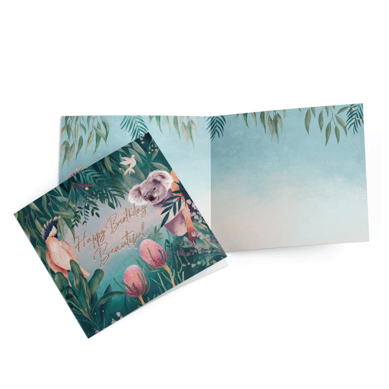 la la land card happy birthday beautiful koala cockatoo banksia eucalpytus