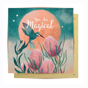 magical kingfisher greeting card