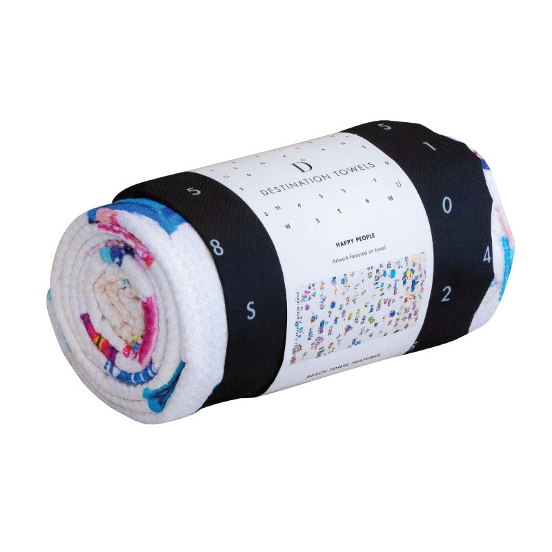 Destination Label Beach Towel - Happy People