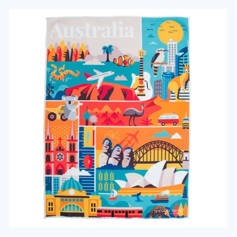tea towel aussie icons microfibre