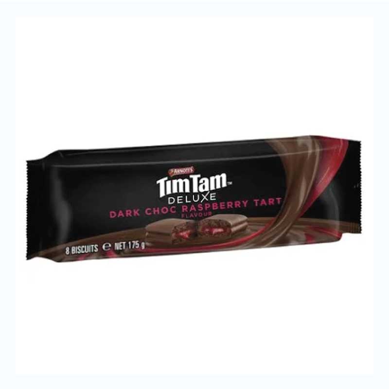 tim tqam deluxe dark chocolate raspberry tart
