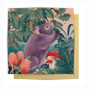 Australian greeting card - Wombat Wanderer