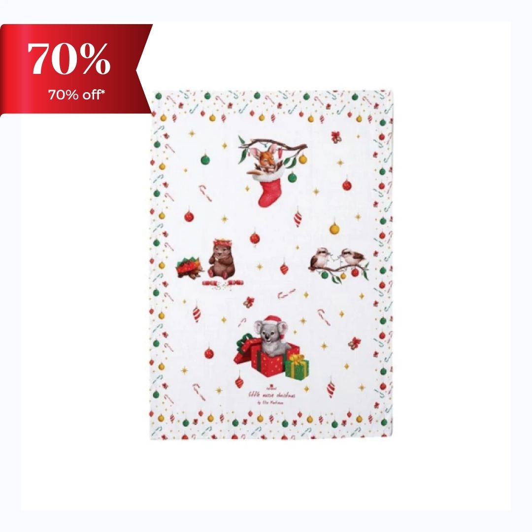 Australian Xmas Tea Towel - Little Aussie Christmas