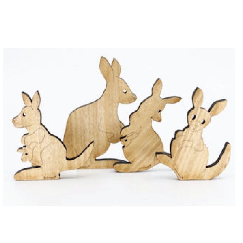 Bumbu Handmade Wooden Kangaroo Family Set